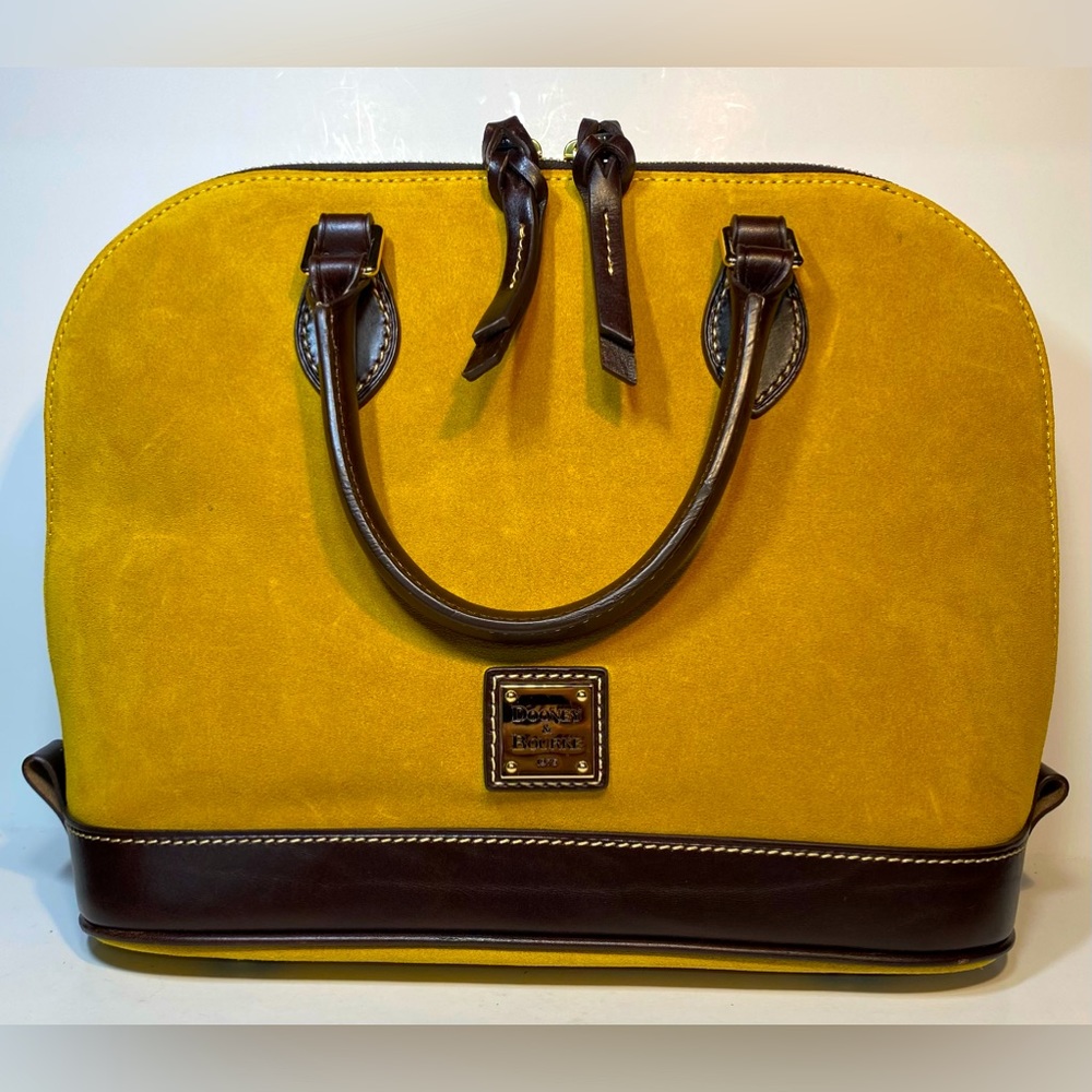 Dooney & Bourke Gold Suede Zip Zip Satchel